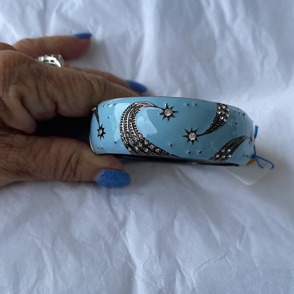 Neiman Marcus Jewelry - NWT Neiman Marcus enamel bangle, light blue w rhinestones, shooting stars
